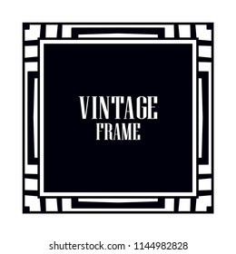 Vintage retro invitation in Art Deco style. Art deco border and frame. Creative template in style of 1920s. Vector illustration. EPS 10