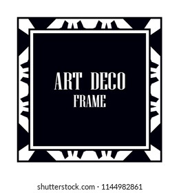 Vintage retro invitation in Art Deco style. Art deco border and frame. Creative template in style of 1920s. Vector illustration. EPS 10