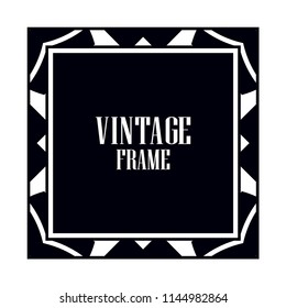 Vintage retro invitation in Art Deco style. Art deco border and frame. Creative template in style of 1920s. Vector illustration. EPS 10