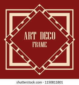 Vintage retro invitation in Art Deco style. Art deco border and frame. Creative template in style of 1920s. Vector illustration. EPS 10
