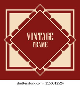 Vintage retro invitation in Art Deco style. Art deco border and frame. Creative template in style of 1920s. Vector illustration. EPS 10
