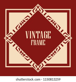 Vintage retro invitation in Art Deco style. Art deco border and frame. Creative template in style of 1920s. Vector illustration. EPS 10