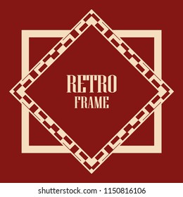 Vintage retro invitation in Art Deco style. Art deco border and frame. Creative template in style of 1920s. Vector illustration. EPS 10