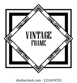 Vintage retro invitation in Art Deco style. Art deco border and frame. Creative template in style of 1920s. Vector illustration. EPS 10