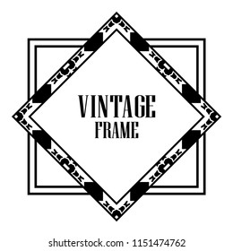 Vintage retro invitation in Art Deco style. Art deco border and frame. Creative template in style of 1920s. Vector illustration. EPS 10