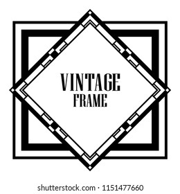 Vintage retro invitation in Art Deco style. Art deco border and frame. Creative template in style of 1920s. Vector illustration. EPS 10