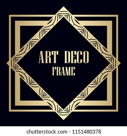 Vintage retro invitation in Art Deco style. Art deco border and frame. Creative template in style of 1920s. Vector illustration. EPS 10