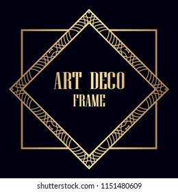 Vintage retro invitation in Art Deco style. Art deco border and frame. Creative template in style of 1920s. Vector illustration. EPS 10