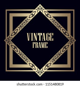 Vintage retro invitation in Art Deco style. Art deco border and frame. Creative template in style of 1920s. Vector illustration. EPS 10