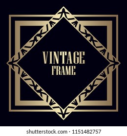 Vintage retro invitation in Art Deco style. Art deco border and frame. Creative template in style of 1920s. Vector illustration. EPS 10