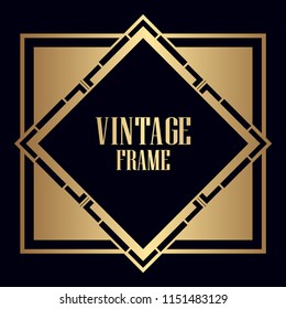 Vintage retro invitation in Art Deco style. Art deco border and frame. Creative template in style of 1920s. Vector illustration. EPS 10