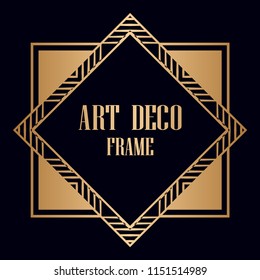 Vintage retro invitation in Art Deco style. Art deco border and frame. Creative template in style of 1920s. Vector illustration. EPS 10