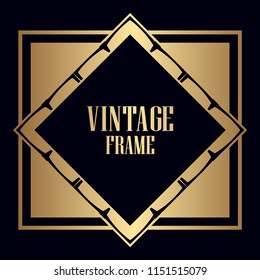 Vintage retro invitation in Art Deco style. Art deco border and frame. Creative template in style of 1920s. Vector illustration. EPS 10