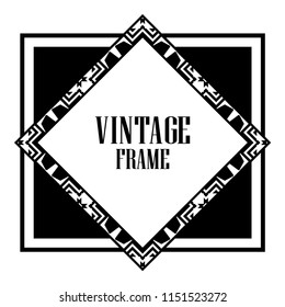 Vintage retro invitation in Art Deco style. Art deco border and frame. Creative template in style of 1920s. Vector illustration. EPS 10