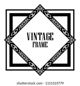 Vintage retro invitation in Art Deco style. Art deco border and frame. Creative template in style of 1920s. Vector illustration. EPS 10