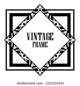 Vintage retro invitation in Art Deco style. Art deco border and frame. Creative template in style of 1920s. Vector illustration. EPS 10