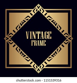 Vintage retro invitation in Art Deco style. Art deco border and frame. Creative template in style of 1920s. Vector illustration. EPS 10