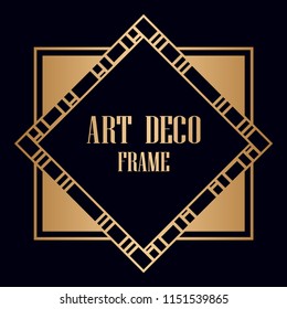 Vintage retro invitation in Art Deco style. Art deco border and frame. Creative template in style of 1920s. Vector illustration. EPS 10