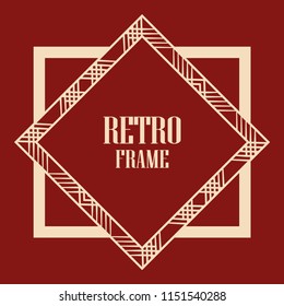 Vintage retro invitation in Art Deco style. Art deco border and frame. Creative template in style of 1920s. Vector illustration. EPS 10