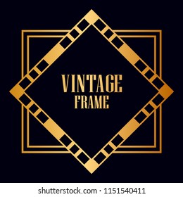 Vintage retro invitation in Art Deco style. Art deco border and frame. Creative template in style of 1920s. Vector illustration. EPS 10