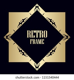 Vintage retro invitation in Art Deco style. Art deco border and frame. Creative template in style of 1920s. Vector illustration. EPS 10