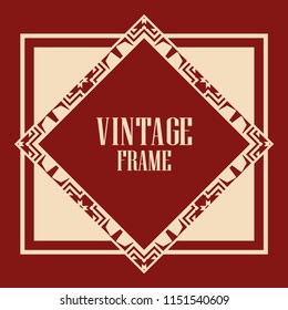Vintage retro invitation in Art Deco style. Art deco border and frame. Creative template in style of 1920s. Vector illustration. EPS 10