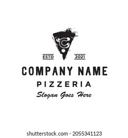 Vintage Retro Italian Pizza Slices Pizzeria Initial C Logo design inspiration