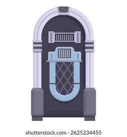 Vintage retro jukebox vector illustration with cool tones and nostalgic 1950s rock and roll music theme