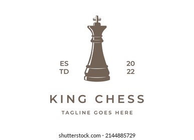 Vintage Retro King Chess Game Sport Logo Design Vector