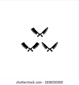 Vintage Retro Knife Cleaver Crossed sign Butcher Butchery Meat Logo Design