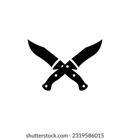 Vintage Retro Knife Cleaver Crossed sign Butcher Butchery Meat Logo Design