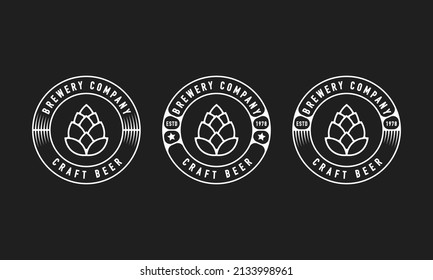 Vintage Retro Label Badge Emblem Brewery with Hop, Craft Beer Minimalist Logo Design Inspiration