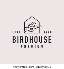 Vintage Retro Label Badge Emblem Bird House Hipster Logo Inspiration