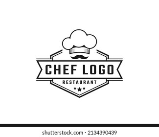 Vintage Retro Label Badge Emblem Chef and Restaurant with a Cap simple Logo Design Inspiration