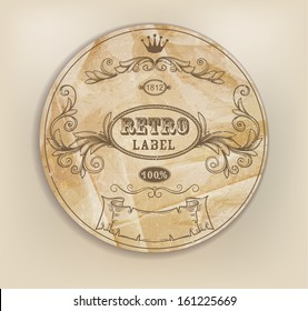 Vintage retro label. Decorative retro banner and grungy background.  Can be used for banner, invitation, wedding card,  scrapbooking and others. Royal vector design element.