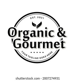 diseño sencillo del logotipo retro vintage gourmet vegano