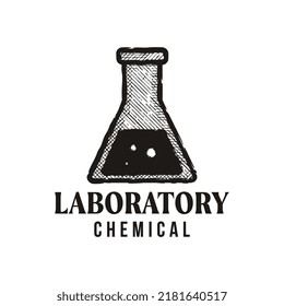 Vintage Retro  Laboratory Flask Logo Design