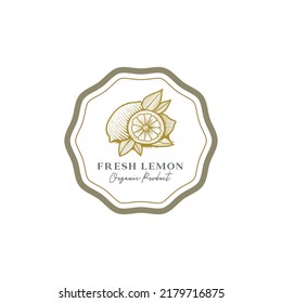 vintage retro lemon label logo design