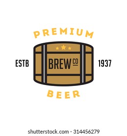 Vintage retro line badge logo design. Beer.