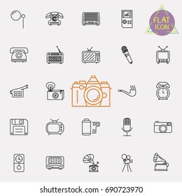vintage retro line icon set