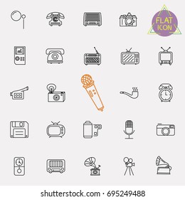 vintage retro line icon set