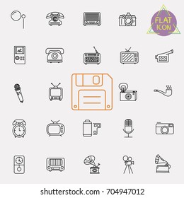 vintage retro line icon set