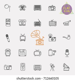 vintage retro line icon set