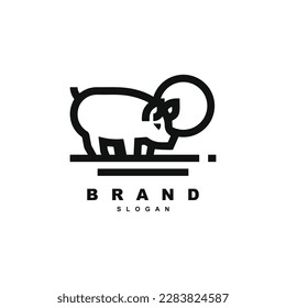 Vintage retro linear pig logo design vector