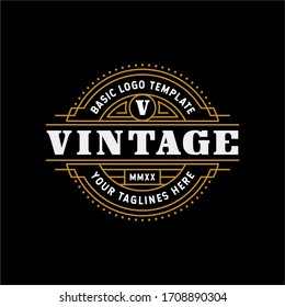 Vintage Retro Logo Design Template Stamp Label Emblem Badge  Vector Inspiration