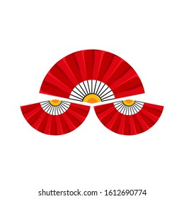 Vintage Retro Logo Design Vector, Three Fan Icon for Chinese New Year Events