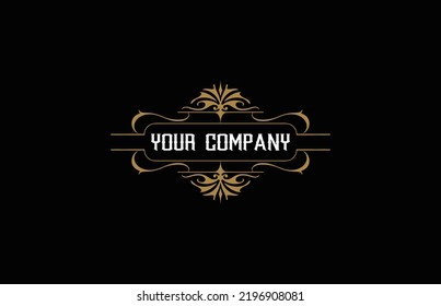 Vintage retro logo with floral ornaments