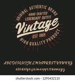 Vintage. Retro logo. original handmade typeface. Vector font and logo. Print on shirt or sticker. Vintage badge. 