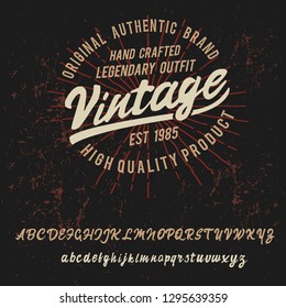 Vintage. Retro logo. original handmade typeface. Vector font and logo. Print on shirt or sticker. Vintage badge. 