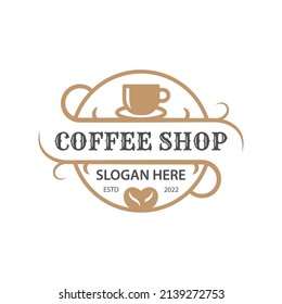 Vintage retro logos and classic emblem badge coffee shop logo design, Cup, beans, cafe vintage style objects retro vector logo